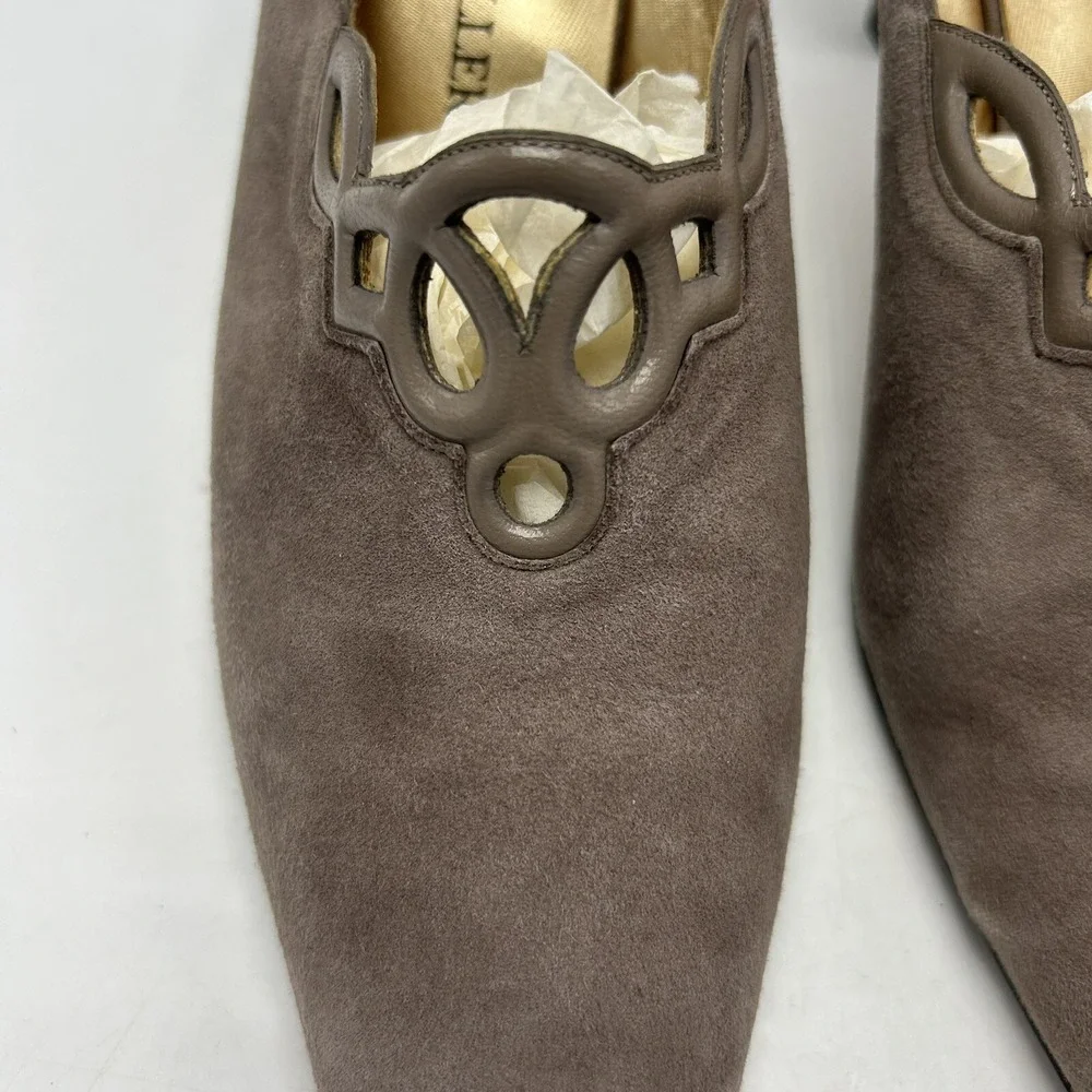 Andrew Geller Heels Womens 10 B Couture Beige Leather Slip On Spain 3